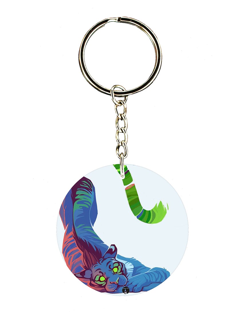 BP A Tiger Double Side Printed Keychain