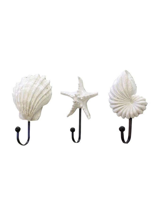 3 - Piece Wall Mounted Hooks White 15X7X5cm  - Image 1