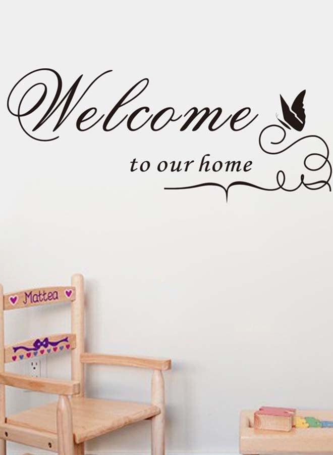 Welcome To Our Home Butterfly Wall Decal Black 16x60cm - Image 2