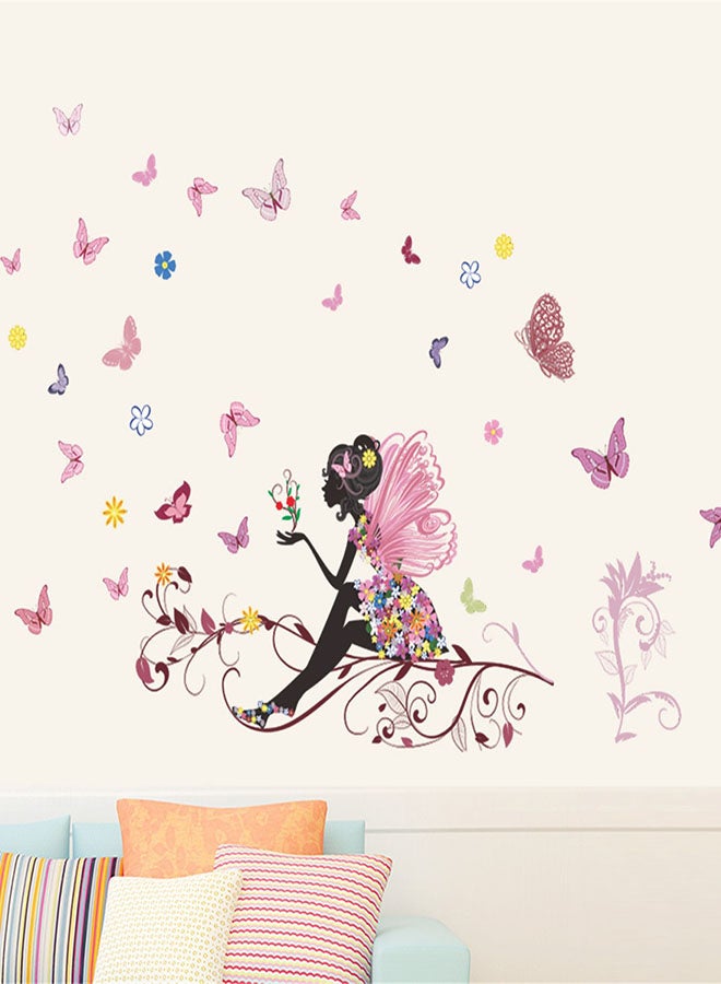 Girl and Butterflies Wall Sticker Multicolour 80x120cm - Image 2