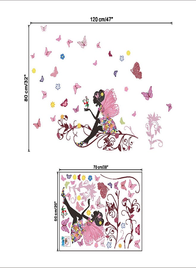Girl and Butterflies Wall Sticker Multicolour 80x120cm - Image 3