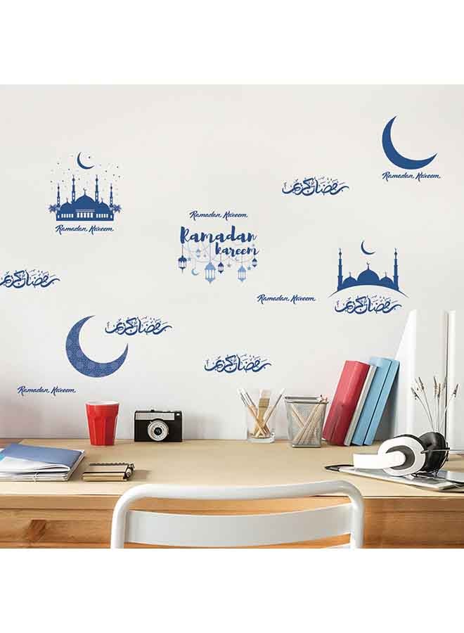 6Pcs Wall Stickers Set Muslim Style Ramadan Themed Decorative Sticker Blue  - Image 1