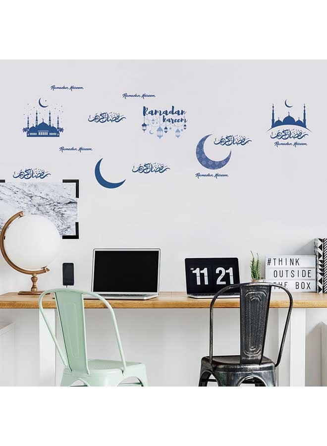 6Pcs Wall Stickers Set Muslim Style Ramadan Themed Decorative Sticker Blue  - Image 2