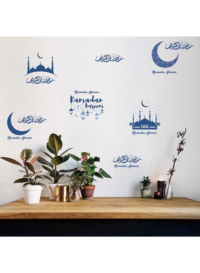 6Pcs Wall Stickers Set Muslim Style Ramadan Themed Decorative Sticker Blue  - Image 3