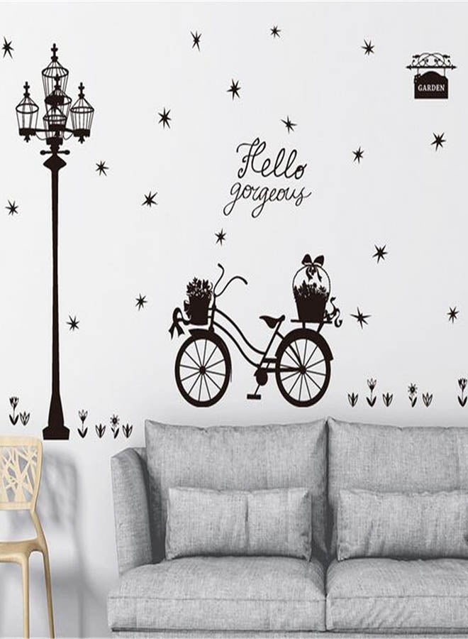 Street Light And Bike Pattern Novel Wall Sticker Black 60x92cm - Image 1