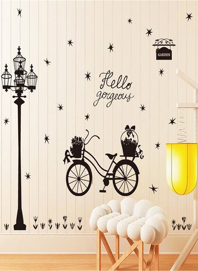 Street Light And Bike Pattern Novel Wall Sticker Black 60x92cm - Image 3