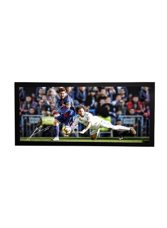 Messi Autographed El Classico Poster With Frame Multicolour 50x23centimeter