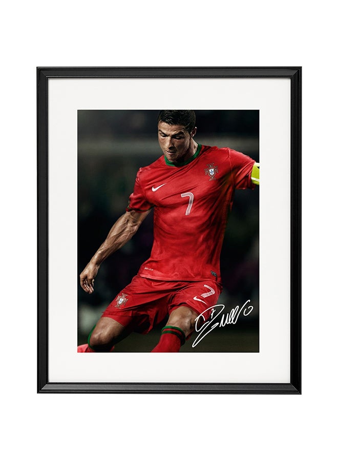 Ronaldo Portugal Autographed Poster With Frame Red 50x40cm