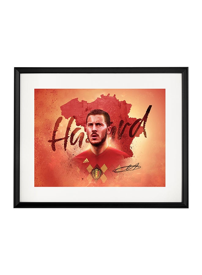 ملصق بتوقيع إدين هازارد لاعب المنتخب الوطني البلجيكي بإطار متعدد الألوان 50x40سم