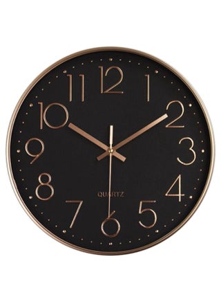 Round Wall Clock Black/Gold 30 x 30cm - v1570171675/N30431219A_1