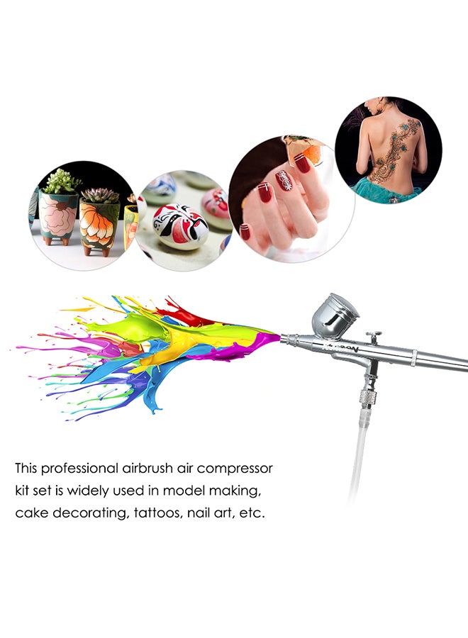 KKmoon Multi-purpose Dual Action Airbrush Mini Air Compressor Set White 23.5x17x8.2cm  - Image 3