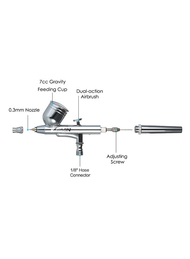 KKmoon Multi-purpose Dual Action Airbrush Mini Air Compressor Set White 23.5x17x8.2cm  - Image 5