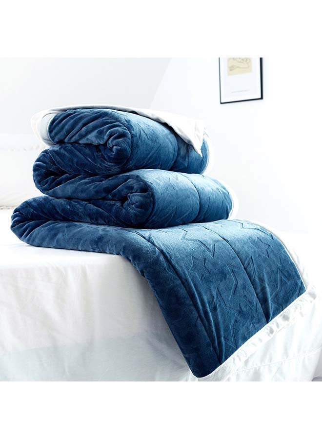 بطانية خفيفة ومريحة وناعمة بتصميم مزين بنقوش cotton أزرق 150x200سم 