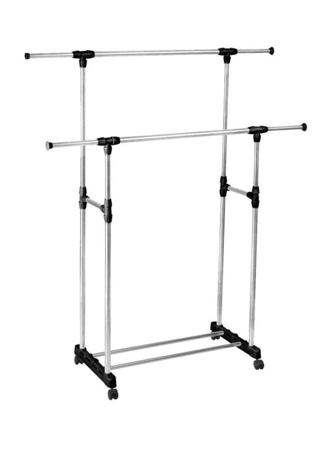 Double Pole Extendable Clothes Rack Silver/Black - Image 1