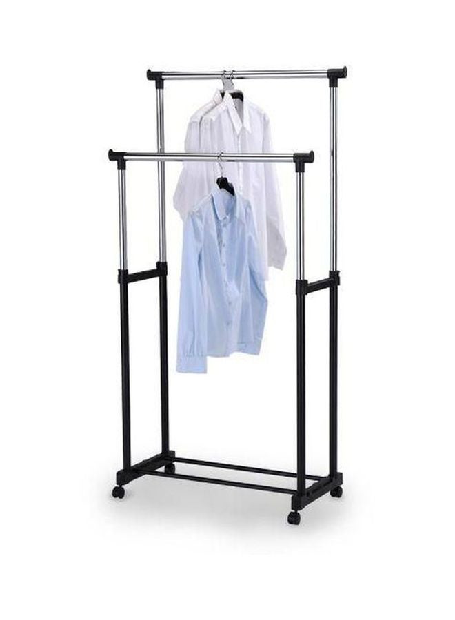 Double Pole Extendable Clothes Rack Silver/Black - Image 3