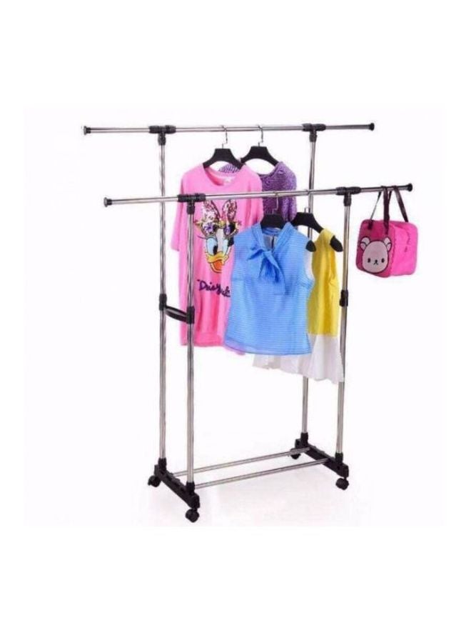 Double Pole Extendable Clothes Rack Silver/Black - Image 4