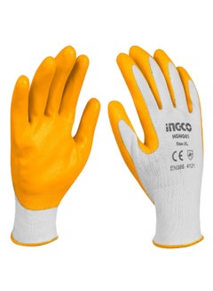 INGCO Pair Of Nitrile Gloves Yellow/White 
