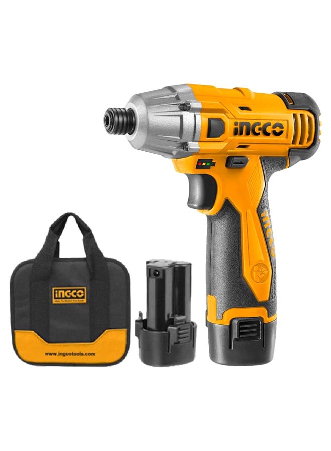 INGCO Li-Ion Impact Driver With Battery And Carry Bag Yellow/Black/Silver 