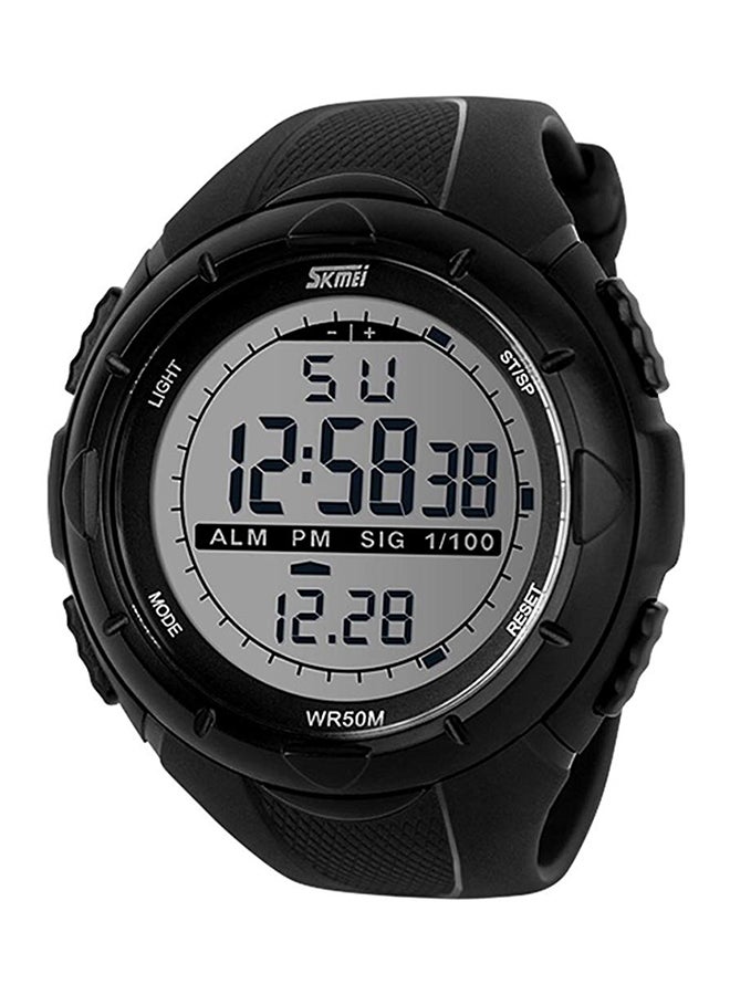 ساعة يد رقمية بسوار من البلاستيك، طراز 1025 للرجال