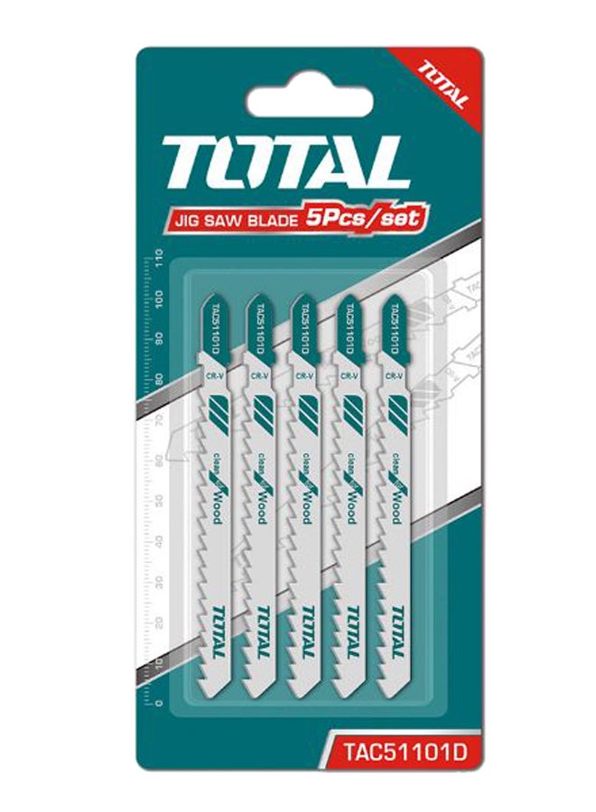 TOTAL - 5-Piece Jig Saw Blade Set For Wood Silver/Blue - Image 1
