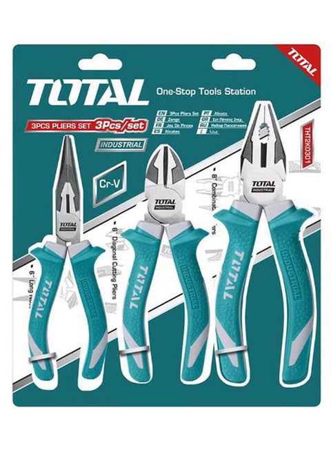 3-Piece High Leverage Pliers Set Black/Grey/Blue