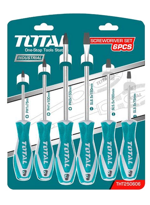 6-Piece Professional Screwdriver Tool Set Blue/Black/Silver