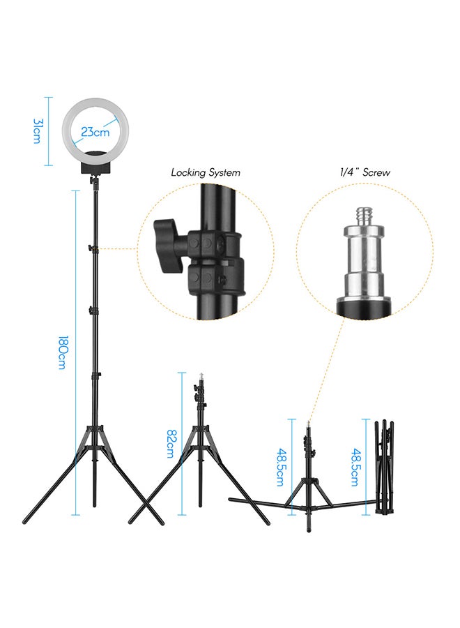Portable LED Ring Light Studio Photography Lamp With Light Stand And Bag Black  - Image 3