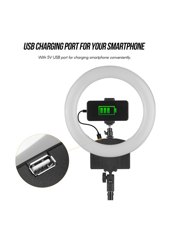 Portable LED Ring Light Studio Photography Lamp With Light Stand And Bag Black  - Image 5