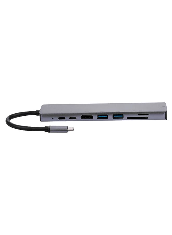 محول موزع 8 في 1 بمنفذ USB Type-C رمادي/أسود - Image 2