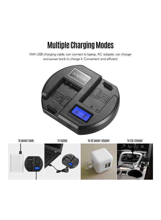 ANDOER Dual-channel Camera Battery Charger For Canon EOS 760D Black - Image 5