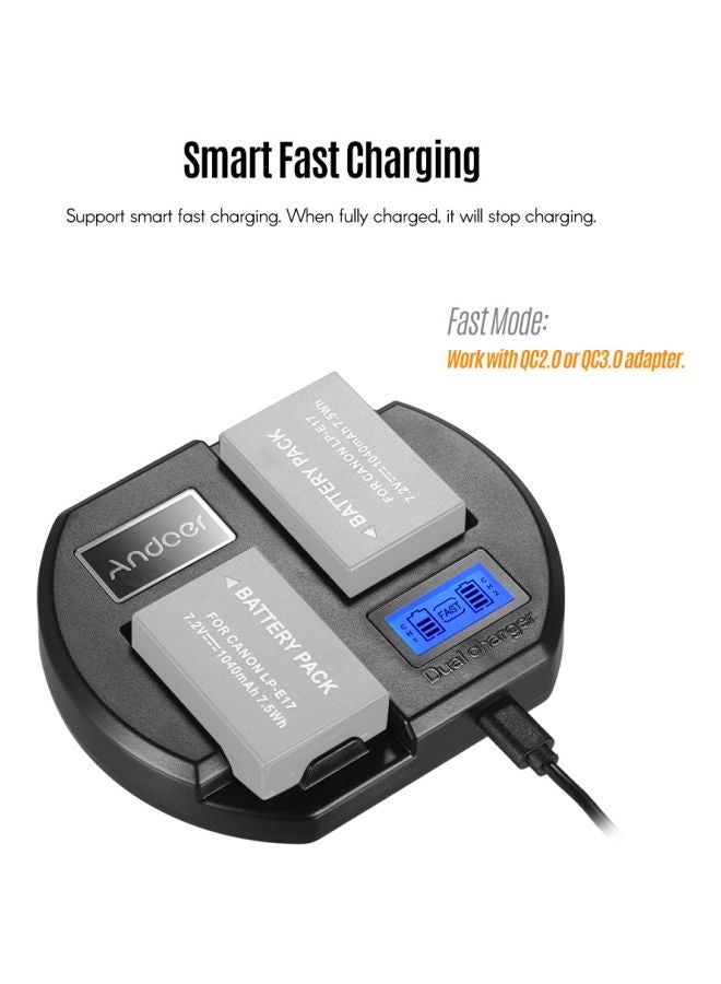 ANDOER Dual-channel Camera Battery Charger For Canon EOS 760D Black - Image 4