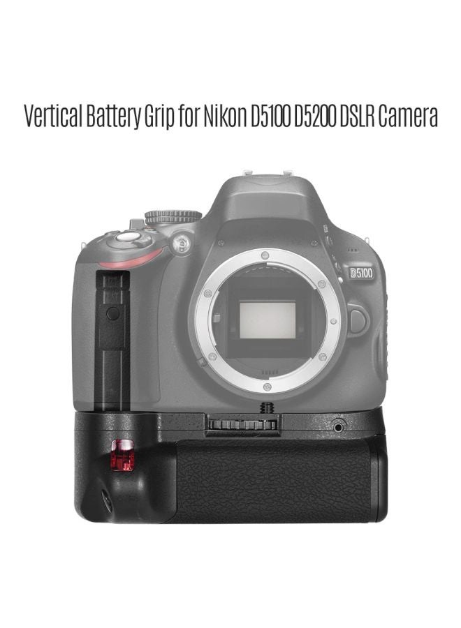 Generic - Vertical Battery Grip Holder For Nikon D5100/D5200 DSLR Camera With IR Remote Control Black/Silver - Image 1