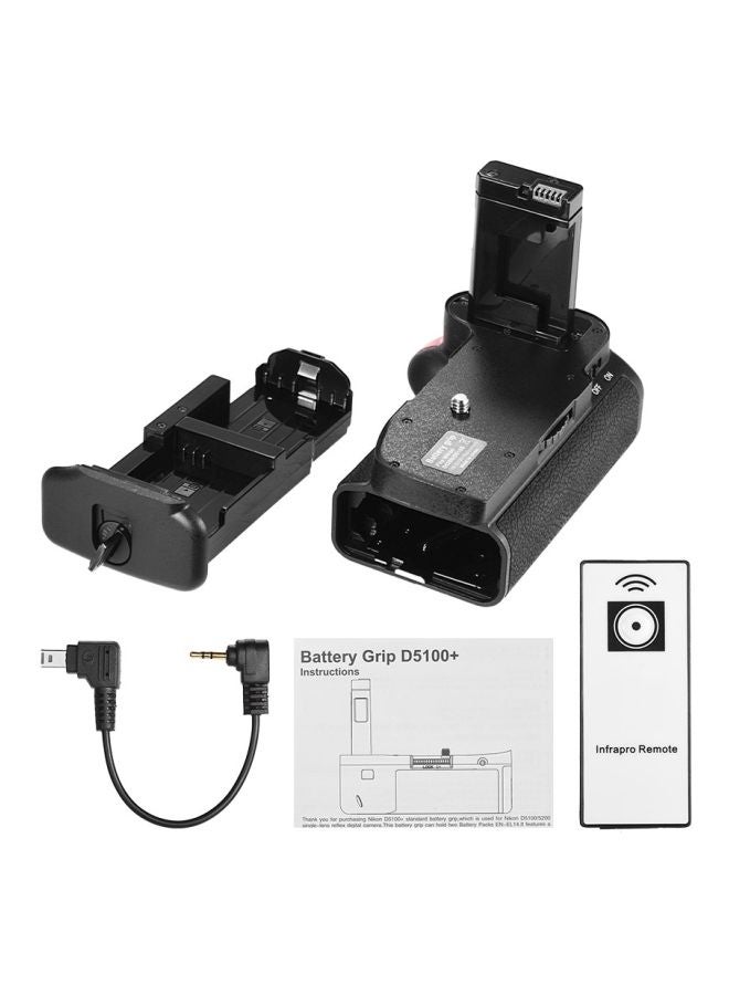 Generic - Vertical Battery Grip Holder For Nikon D5100/D5200 DSLR Camera With IR Remote Control Black/Silver - Image 1