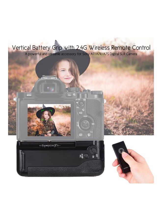Generic - Replacement Vertical Battery Grip With Remote Control For Sony A7/A7R/A7S Camera Black/Silver - Image 1