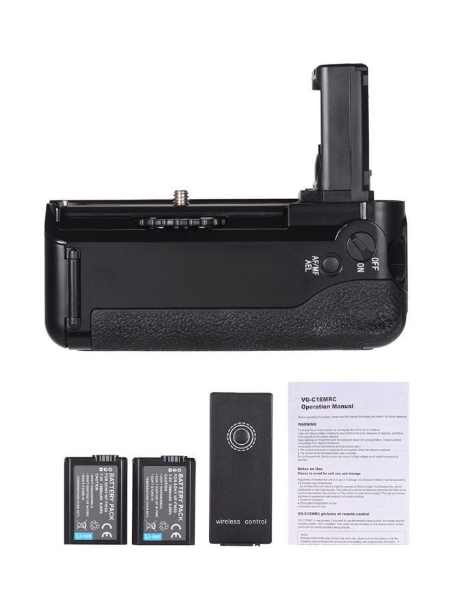 Generic - Replacement Vertical Battery Grip With Remote Control For Sony A7/A7R/A7S Camera Black/Silver - Image 1