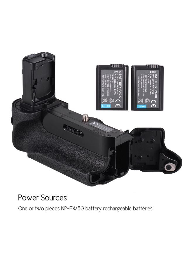 Generic - Replacement Vertical Battery Grip With Remote Control For Sony A7/A7R/A7S Camera Black/Silver - Image 1