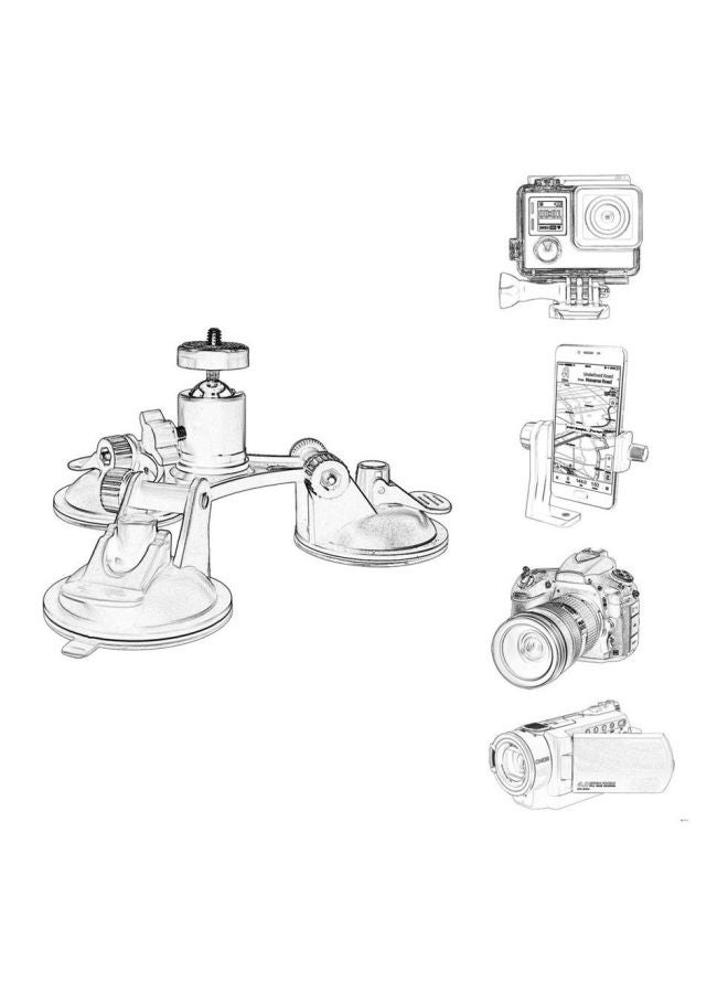 Adjustable Triple Vacuum Suction Cup Mount Black - Image 3
