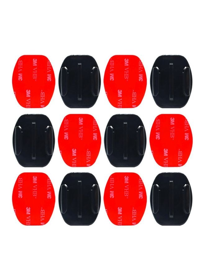 12-Piece Adhesive Sticker Mount Holder For Front Full Face Helmet Set Black/Red  - Image 1