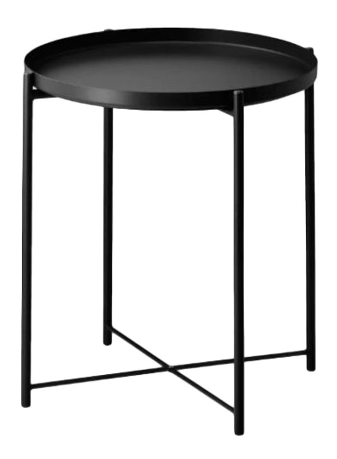MODERN HOME - Steel Tray Table with Detachable Tray Top，Round Metal Coffee Table Waterproof Removable Tray Table，for Living Room Bedroom Balcony Office Black 25x48x4cm - Image 1