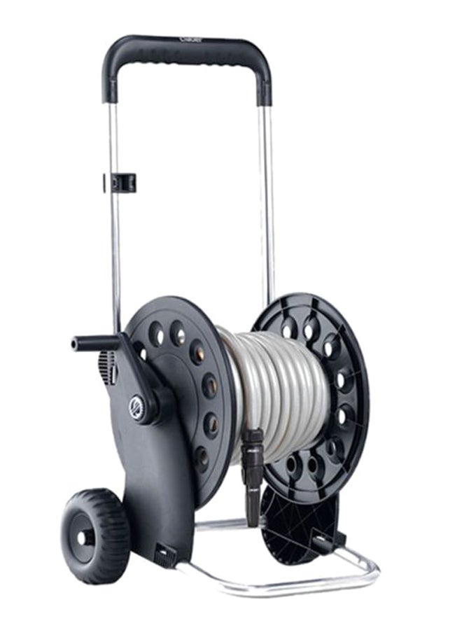 كلابر طقم بكرة خرطوم إيكوسي أسود/فضي 20متر