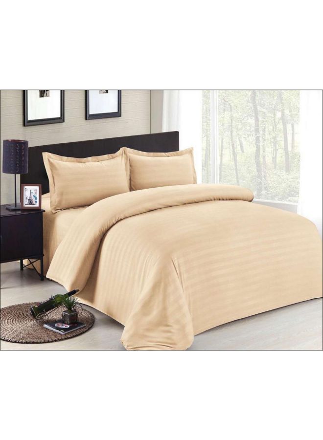 Blues 5-Piece Hotel Stripe Comforter Set Microfiber Beige 