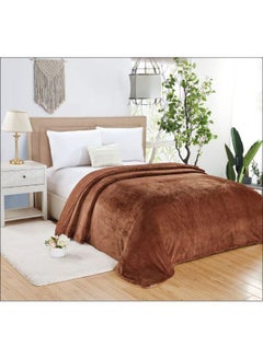 1 Piece King Size Soft Bed Blanket Flannel Brown 220x200cm