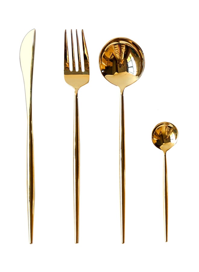 4-Piece Dinner Flatware Cutlery Set Gold - Image 1