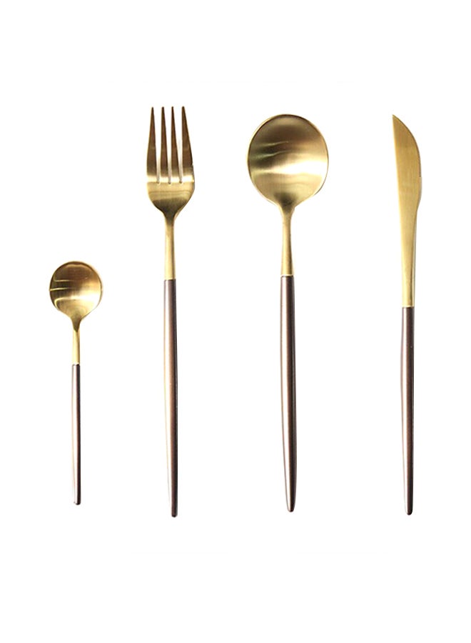 4-Piece Dinner Flatware Cutlery Set Gold/Brown  - Image 1
