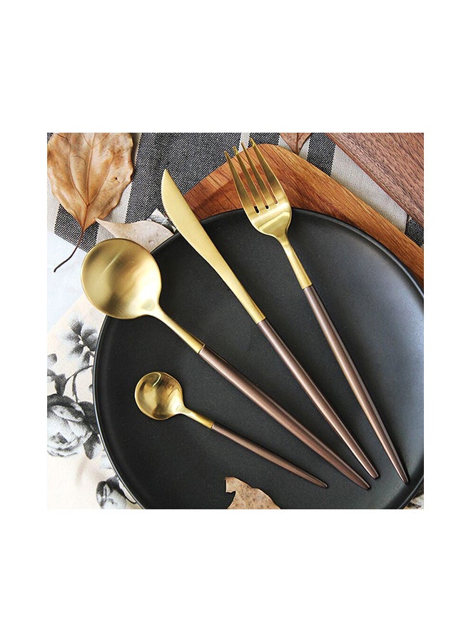 4-Piece Dinner Flatware Cutlery Set Gold/Brown  - Image 3