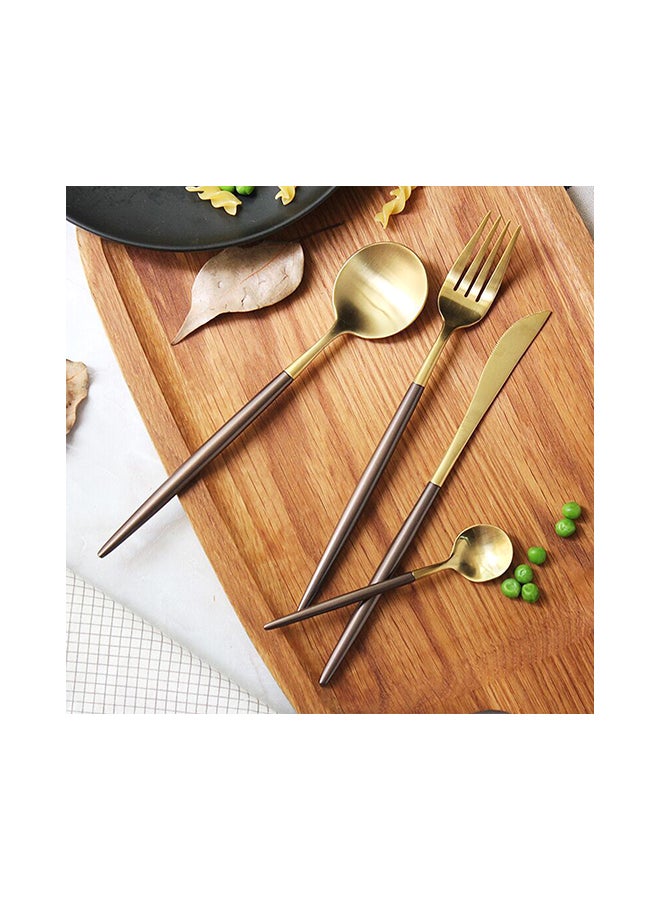 4-Piece Dinner Flatware Cutlery Set Gold/Brown  - Image 5
