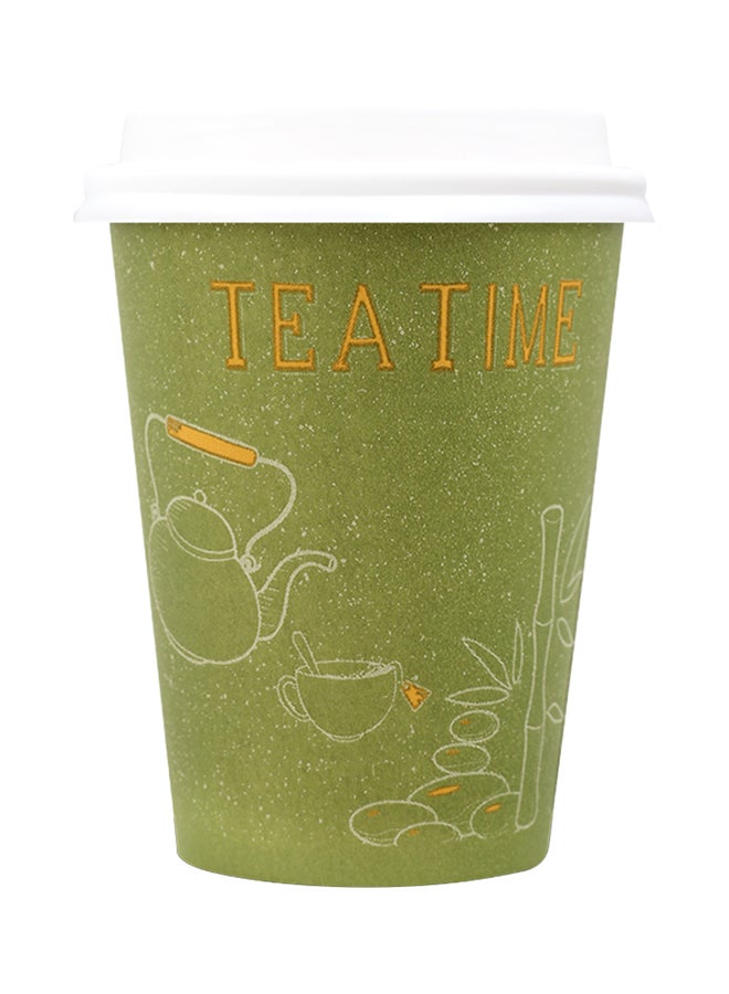 Single Wall Paper Cup Tea Time 150 cups with 150 lids Green - v1570280276/N30500705A_1