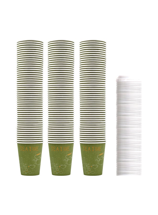 Single Wall Paper Cup Tea Time 150 cups with 150 lids Green - v1570280282/N30500705A_2