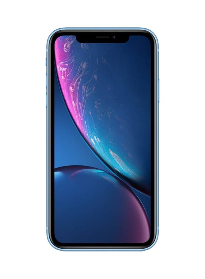 هاتف آيفون XR ثنائي الشريحة بذاكرة سعة 64 جيجابايت مع تطبيق فيس تايم يدعم تقنية 4G LTE لون أزرق-نسخة هونج كونج