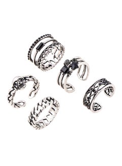 TOEON 5-Piece Retro Punk Style Men Rings Set 